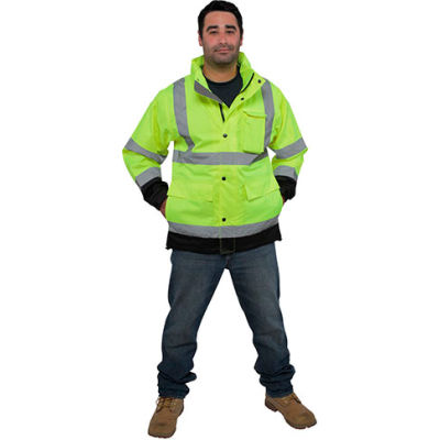 ANSI Class 3 Rain Jacket, Yellow/Black, XL, UHV822-Y-XL