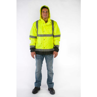 Utility Pro High-Visibility Rain Jacket, ANSI Class 3, L, Yellow/Black