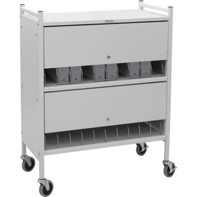 Omnimed® Standard Vertical Cabinet Chart Rack with Locking Panel, 20 Binder Capacity, Woodgrain