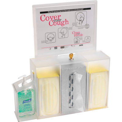 Omnimed® Clear Acrylic Hygienic Station, Wall Mountable, 18-1/2"W x 4-5/8"D x 19-3/4"H