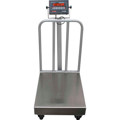 Optima 915 Series NTEP Bench Digital Scale w/ LCD Display & Backrail Wheels 500lb x 0.1lb 24" x 18"