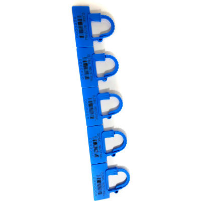 Global Industrial One Piece Padlock Seal, Med Blue, 100/Pack