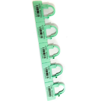 Global Industrial One Piece Padlock Seal, Pastel Green, 100/Pack