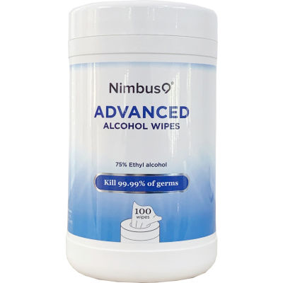 Nimbus9 Hand Sanitizing Alcohol Disinfecting Wipes, 5.9" x 6.3" Wipes, 100 Wipes/Canister - Pkg Qty 16