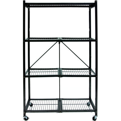 Origami R5-01W General Purpose Collapsible Shelf With Wheels, 4 Tier Steel