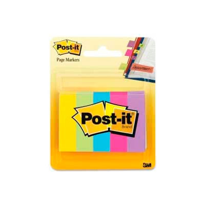 Post-it® Page Markers, 1/2" x 2", Assorted Ultra, 100 Flags/Pad, 5 Pads/Pack