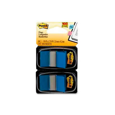Post-it® Flags, 1" Wide, Blue, 50 Flags/Dispenser, 2 Dispensers/Pack