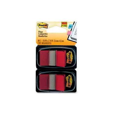 Post-it® Flags, 1" Wide, Red, 50 Flags/Dispenser, 2 Dispensers/Pack