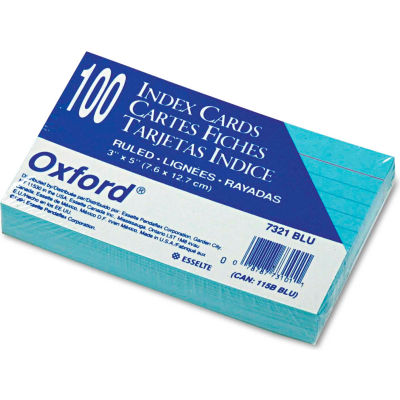 Oxford® Rule Index Cards 7321BLU, 3" x 5", Blue, 100/Pack