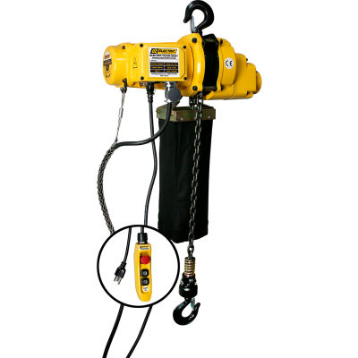 electric 2000 hoists oz chain hoist lbs capacity lifting cranes powered globalindustrial fpm 110v ton lift