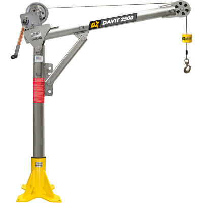 OZ Lifting Steel Davit Crane, 2500 Lb. Capacity w/ Manual Winch And ...