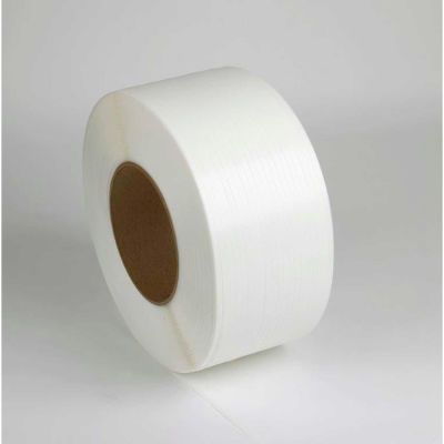 Machine Grade Strapping, 1/2"W x 7200'L x 0.024" Thick, 9" x 8" Core, White view 2