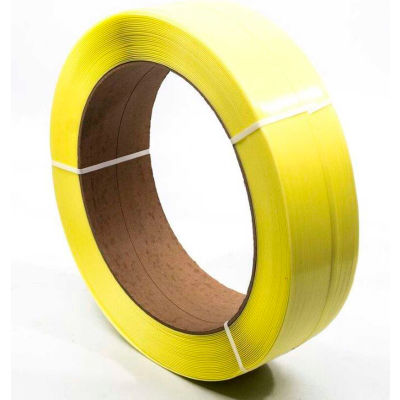 Machine Grade Strapping, 1/2"W x 7200'L x 0.030" Thick, 16"x6" Core, Yellow view 2
