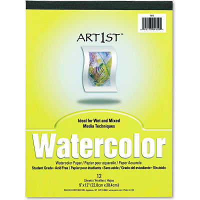 Pacon® Artist Watercolor Paper Pad 4910, 9" x 12", White, 12 Sheets/Pad