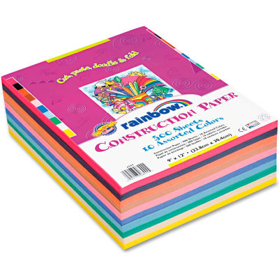 Pacon® Rainbow Super Value Construction Paper Ream, 45 lb, 9 x 12, Assorted, 500 Sheets