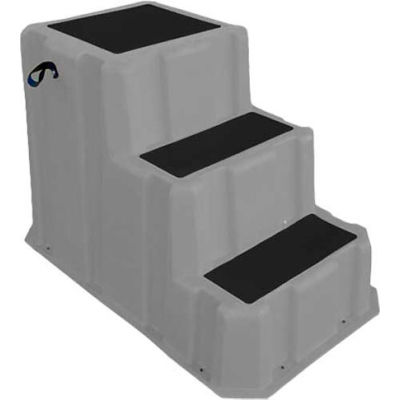 3 Step Nestable Plastic Step Stand - Gray 26"W x 43"D x 28"H - NST-3 GY