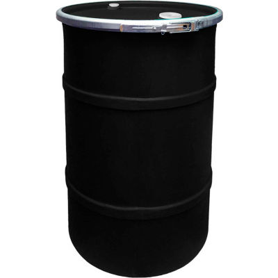 US Roto Molding 35 Gallon Plastic Drum SS-OH-35 - Open Head with Bung Cover - Lever Lock - Black