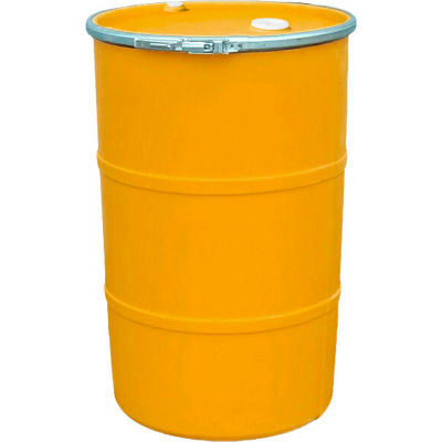 US Roto Molding 35 Gallon Plastic Drum SS-OH-35 - Open Head with Bung Cover - Lever Lock - Orange
