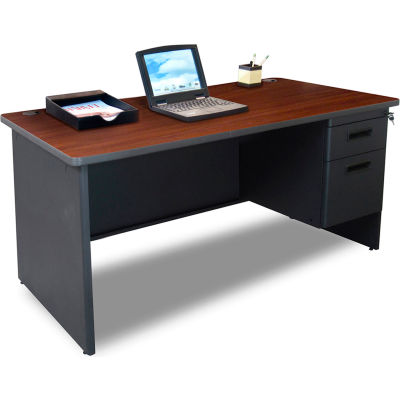Marvel® Steel Desk - Single Pedestal - 60" x 30" - Mahogany - Pronto® Series