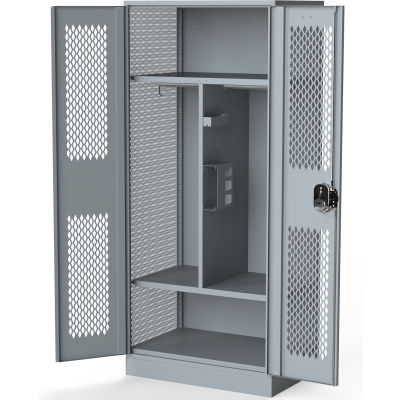 Penco® Patriot Fully Framed Gear Locker W/ 2 Security Boxes 36"Wx24"Dx72"H, Red, All-Welded