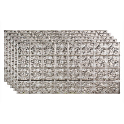 Fasade Traditional Syle # 1 - 48-3/8" x 24-3/8" PVC Glue Up Tile in Crosshatch Silver - PG5021