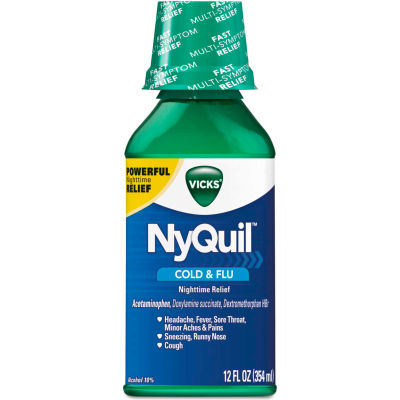 Vicks® NyQuil™ Cold & Flu Nighttime Liquid, 12 oz Bottle, 12/Carton
