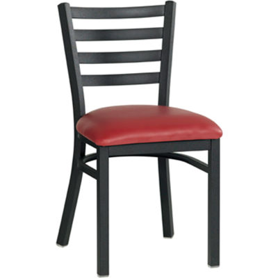Vinyl Upholstered Restaurant Chair With Ladder Back - Burgundy - Pkg Qty 2