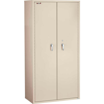 FireKing® Fireproof Storage Cabinet, 36"Wx19-1/4"Dx72"H, Parchment, Assembled