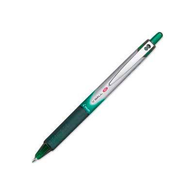 Pilot® V Ball RT Rolling Ball Retractable Pen, Fine, 0.7mm, Green Barrel/Ink