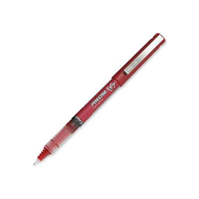 Pilot® Precise V7 Rolling Ball Pen, Non-Refillable, Fine, 0.7mm, Red Ink, Dozen