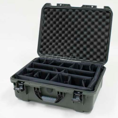 Nanuk 940 Case w/Padded Divider, 21-11/16"L x 16-7/8"W x 8-1/2"H, Olive