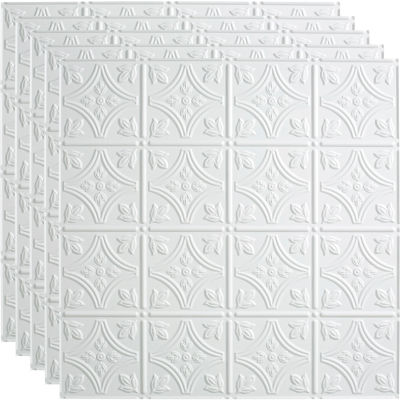 Fasade Traditional Syle # 1 - 23-3/4" x 23-3/4" PVC Lay In Tile in Matte White - PL5001