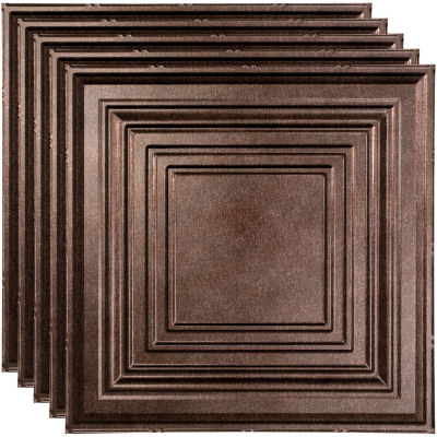 Fasade Traditional Syle # 3 - 23-3/4" x 23-3/4" PVC Lay In Tile in Smoked Pewter - PL5427
