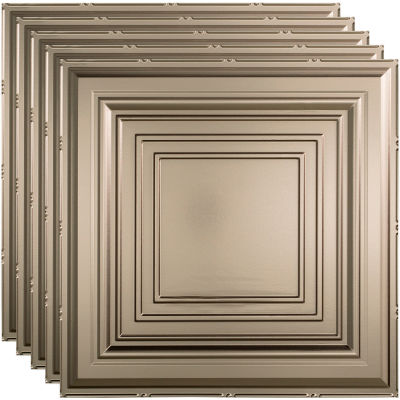 Fasade Traditional Syle # 3 - 23-3/4" x 23-3/4" PVC Lay In Tile in Brushed Nickel - PL5429