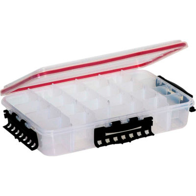 Plano 374310 Waterproof StowAway® Utility Box 4-15 Adj Compartments 14"L x 8-7/8"W x 3"H, Clear - Pkg Qty 3