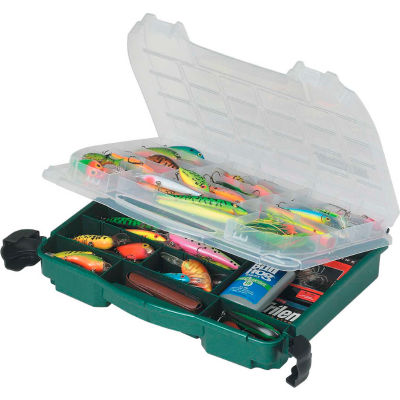 Plano 395010 Double Cover LockJaw Compartment Box, 14-1/2"L x 11-3/4"W x 3-3/8"H, Green/Clear - Pkg Qty 4
