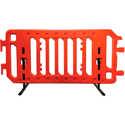 Plasticade 2007-O Easy Set Up Plastic, Walled Crowd Control Barricade W/ Steel Legs & Feet, Orange