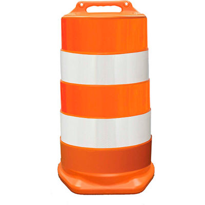 456-LD-T-08 Commander Traffic Drum, Orange, 23-1/2"W x 39-1/2"H, 4 Reflective Orange/White Stripes