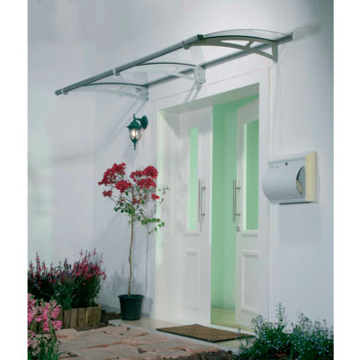 Palram - Canopia Aquila 2050 Door Awning, HG9510, 7'L x 3'W, Clear Panel, Aluminum Frame