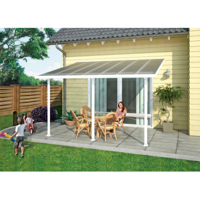 Palram - Canopia Feria Patio Cover Kit, HG9228, 28'L x 13'W, Clear Panel, White Frame