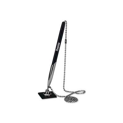 PM® Preventa Deluxe Counter Pen, 24" High-Strength Ball Chain, Black Barrel/Ink