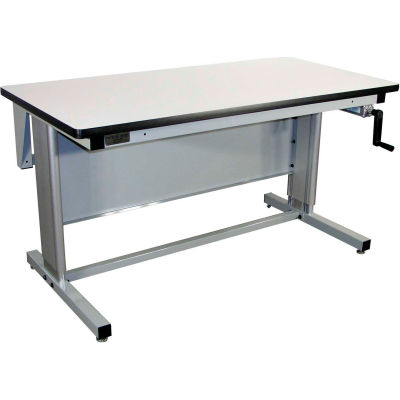 Pro-Line 72 x 30 EL7230C-L14 Ergoline Hand Crank Height Adjustable Workbench ESD Laminate Top