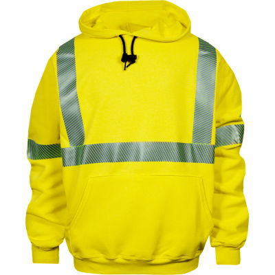 VIZABLE® FR Hi-Vis Pullover Hoodie, Class 3, Type R, S, Fluorescent Yellow