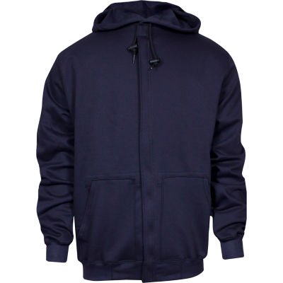 National Safety Apparel® Midweight Zip Front FR Sweatshirt, L, Navy, C21WT05LG