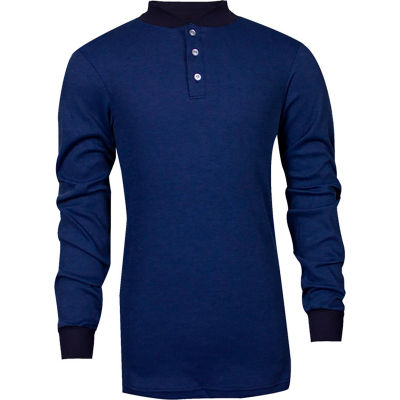 TECGEN CC™ Flame Resistant Long Sleeve Henley, XL, Royal Blue, C541NRBBSLSXL