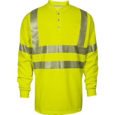 VIZABLE® FR Hi-Vis Henley, Type R, Class 3, M, Fluorescent Yellow, C54HYBSLSC3MD