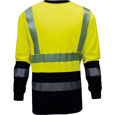 VIZABLE® FR Hi-Vis Hybrid Long Sleeve Tee - Type R, Class 3, XL, Yellow/Navy, C54HYLSHC3XLL