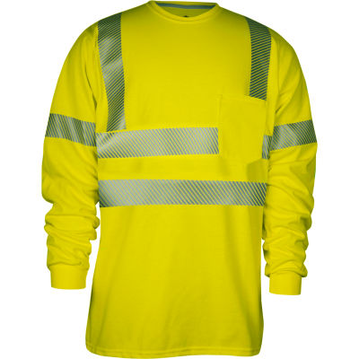 VIZABLE® FR Hi-Vis Long Sleeve T-Shirt w/ Pocket Type R, Class 3, S, Yellow/Navy, C54HYLSPC3SM