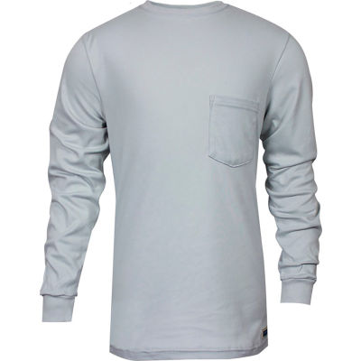National Safety Apparel® FR Classic Cotton Long Sleeve T-Shirt, 3XL, Gray, C54PGLS3XL