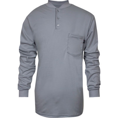 National Safety Apparel® Women's TrueComfort® FR Henley, XL, Gray, C54VGBSLSWXL